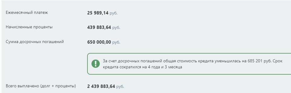 Что будет, если в первый месяц погасить дополнительно 500 тысяч, а затем в дату ежемесячного платежа гасить еще по 50 тысяч 3 месяца подряд.
