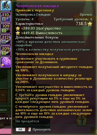 Чемпионская накидка и бонусы