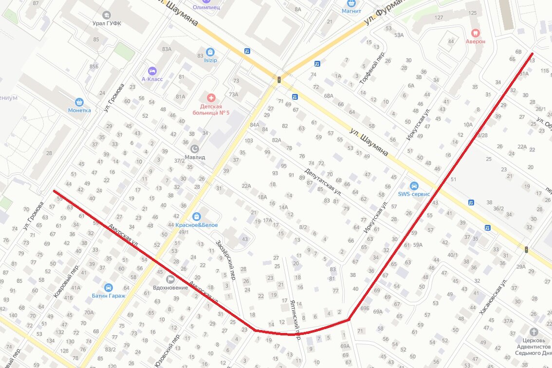 Автономных республик - Амурская (Екатеринбург) © Яндекс