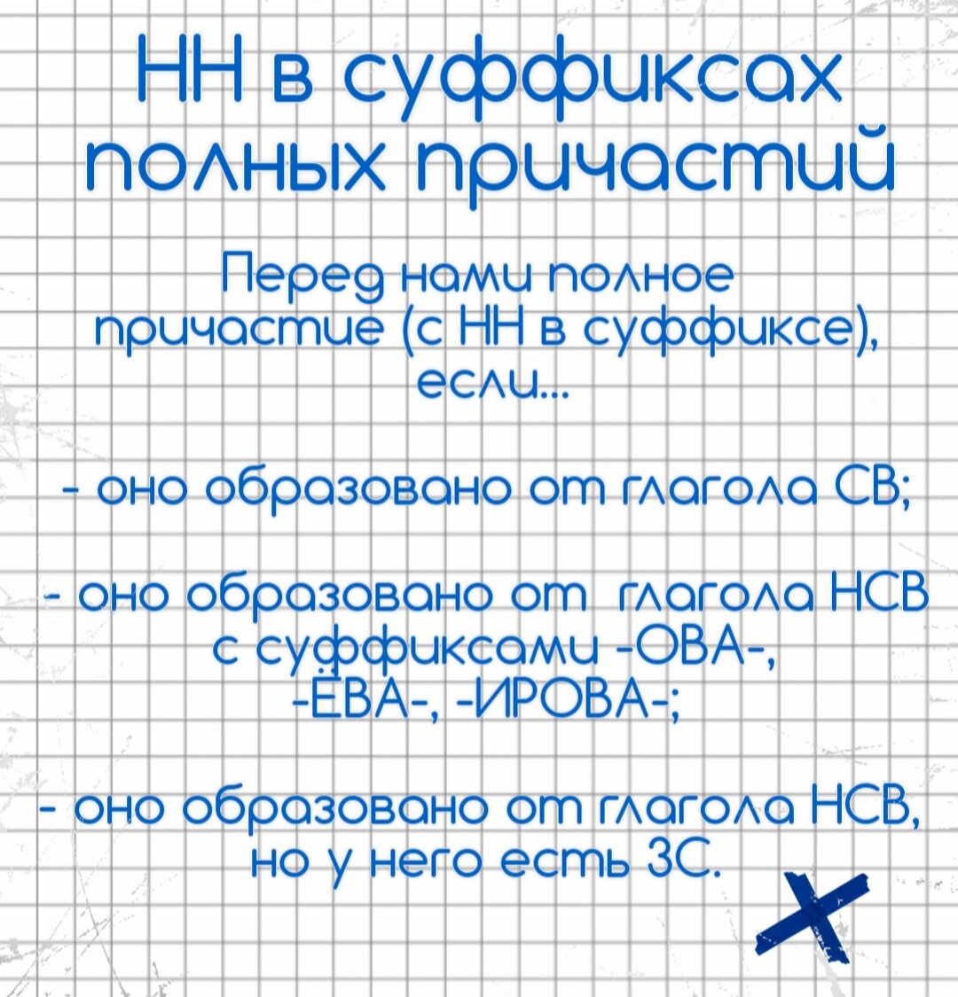 15 задание ЕГЭ, 5 задание ОГЭ. НН в суффиксах полных причастий🔮 | Русский  в клеточку | ЕГЭ,ОГЭ,ВПР | Дзен