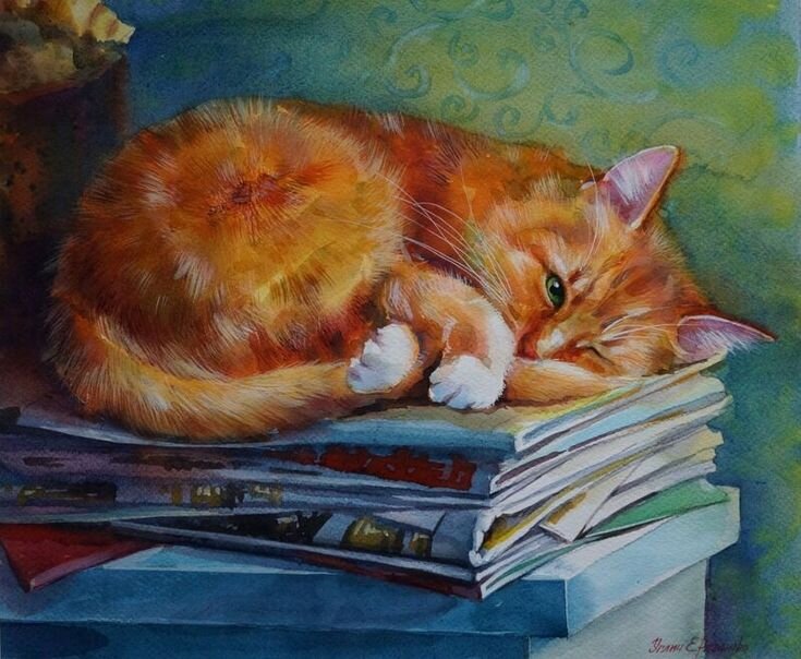 Источник: Яндекс. Картинки. /Автор: Художник Екатерина Рязанова. Кошачий арт/.