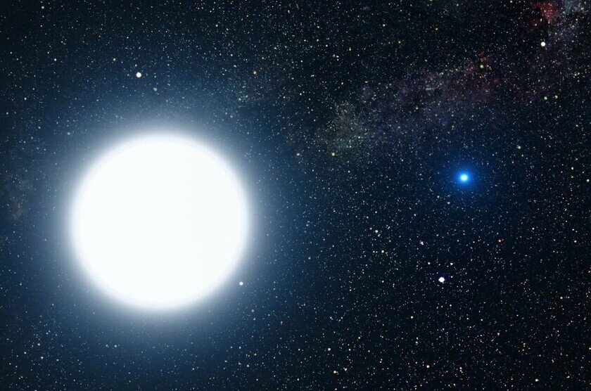    Звезды системы ZTF J1813+4251 имеют разные размеры и массы. Фото: NASA