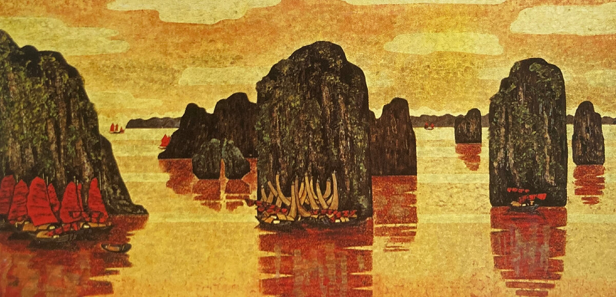 Фыонг Чи "Халонг". Лаковая живопись
(122×244см.) 2007 г.