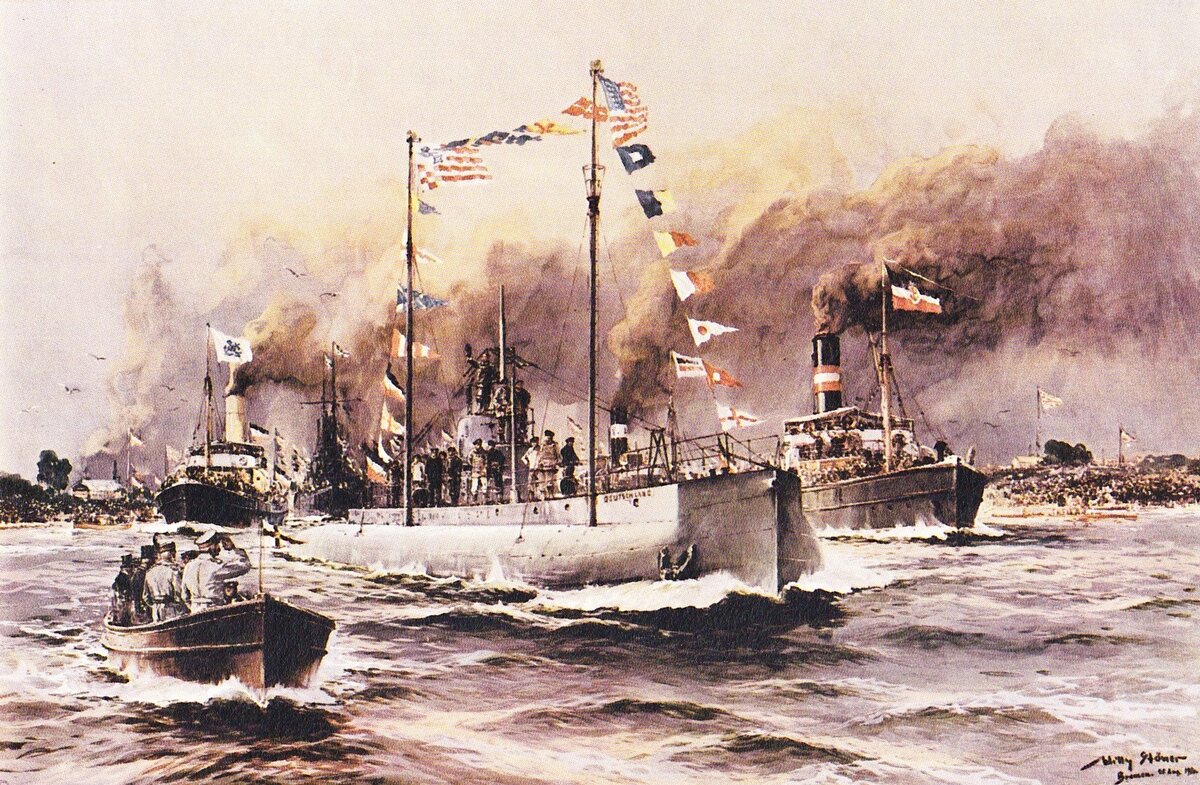 Коммерческий подводный транспорт "Дойчланд". 1916 год.