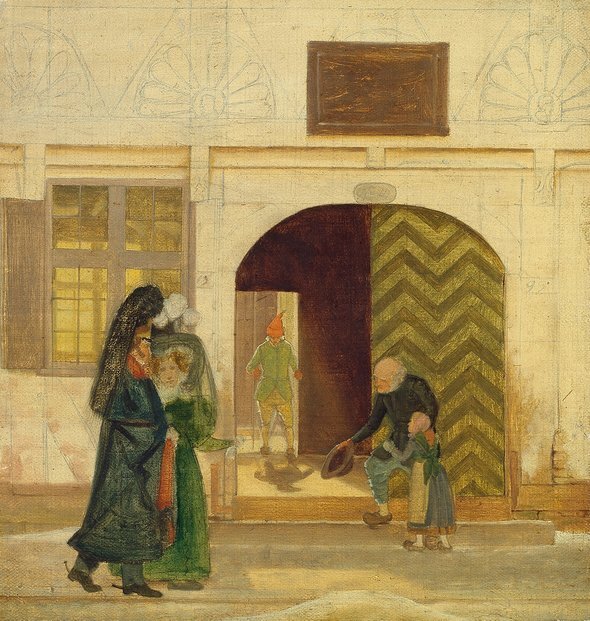 Картина Вильгельма Бенда (1831). Богадельня в Оденсе