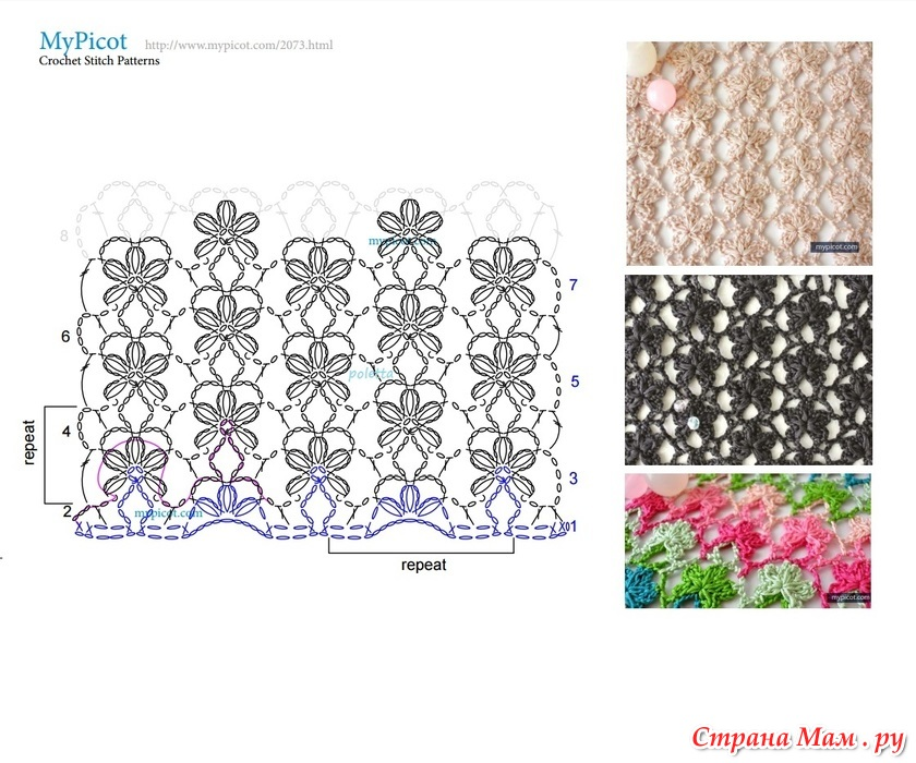 Крючком схемы узоры цветы