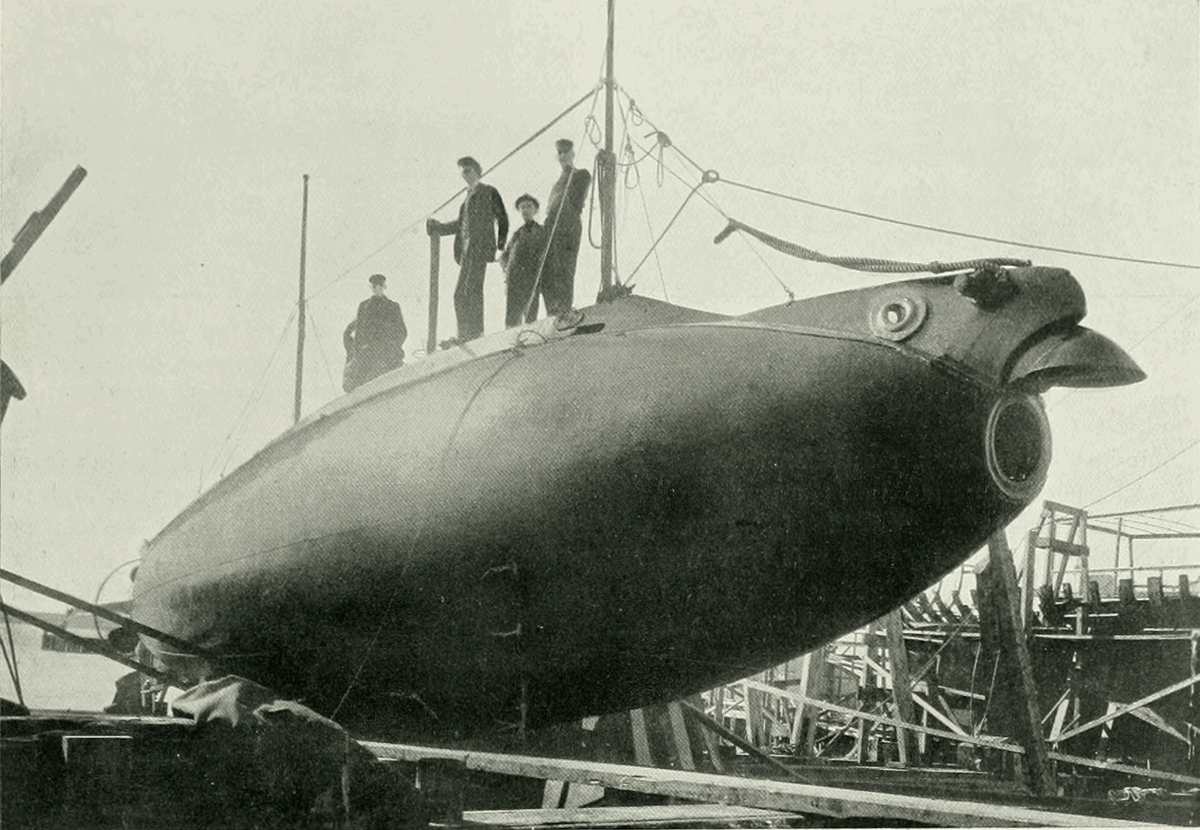 Подводная лодка «Фултон» перед спуском, позднее «Сом». Журнал "Page" № 2/1902.