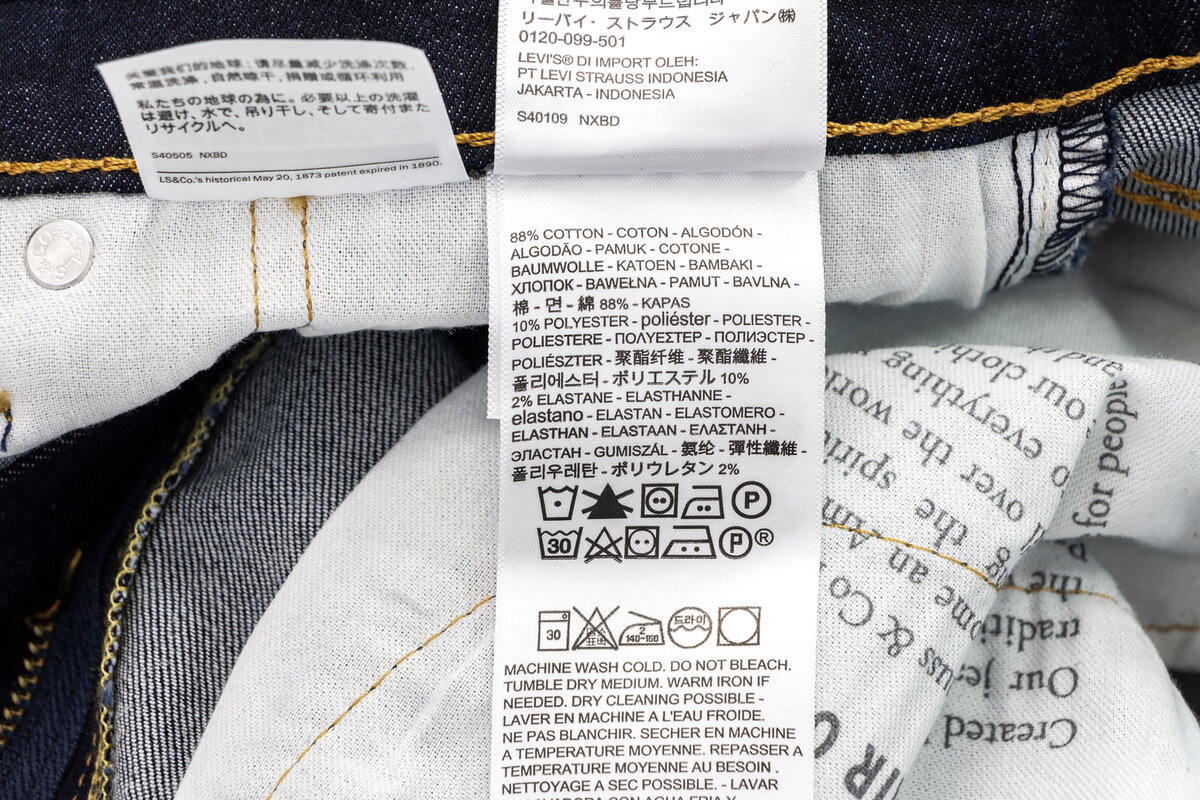 Levi's 511 состав ткани