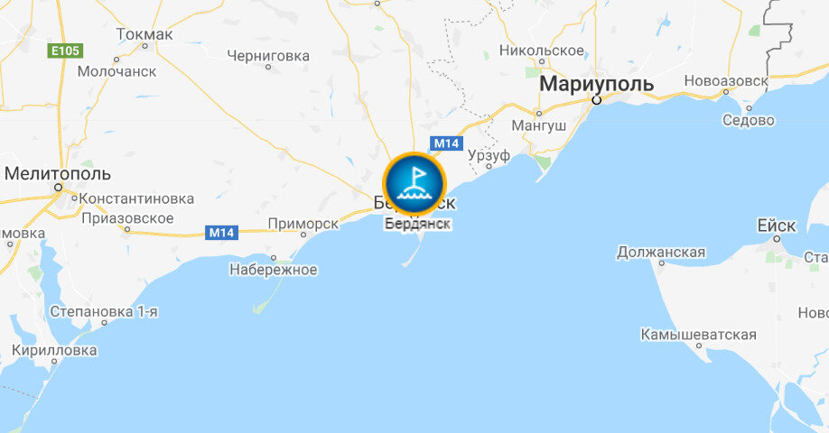 Бердянское водохранилище на карте