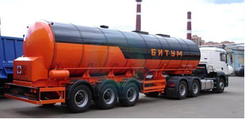 Автоцистерна-полуприцеп для перевозки битума. Для сохранения битума в цистерне битумовоза в жидком состоянии ПАО «НЕФАЗ», входящее в группу предприятий ПАО «КАМАЗ», оснащает автоцистерны системой дополнительного подогрева, которая включает 40-литровый топливный бак, две жаровые трубы, две стационарные горелки, работающие на дизтопливе, топливопроводы от бака к горелкам, воздухопроводы и редукционный пневмоклапан.