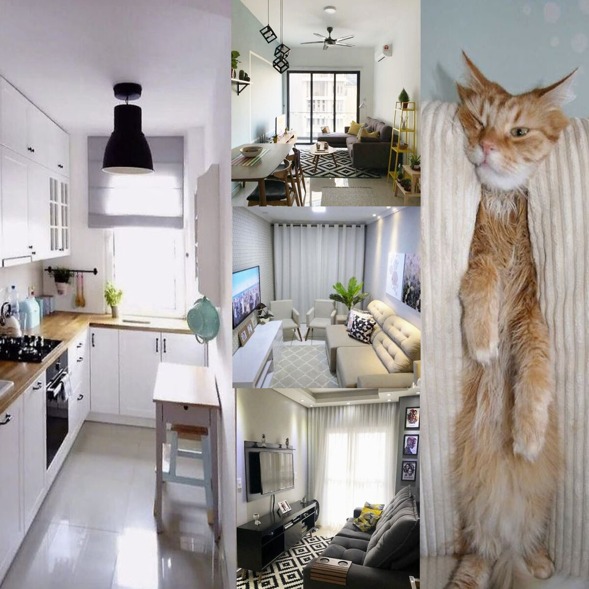 Узкие и маленькие кухни и комнаты можно визуально расширить, используя специальные приёмы (фото изи интернета).