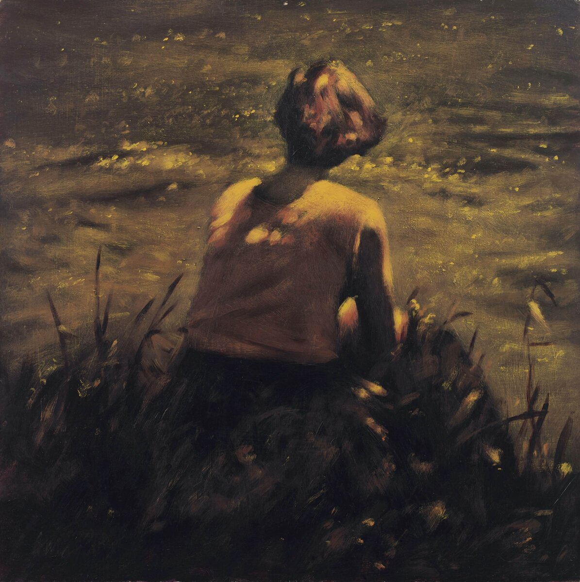 На берегу. Масло, картон. Источник: https://www.peterfetterman.com/content/feature/57/artworks-38017-anne-magill-by-the-shore-2010/