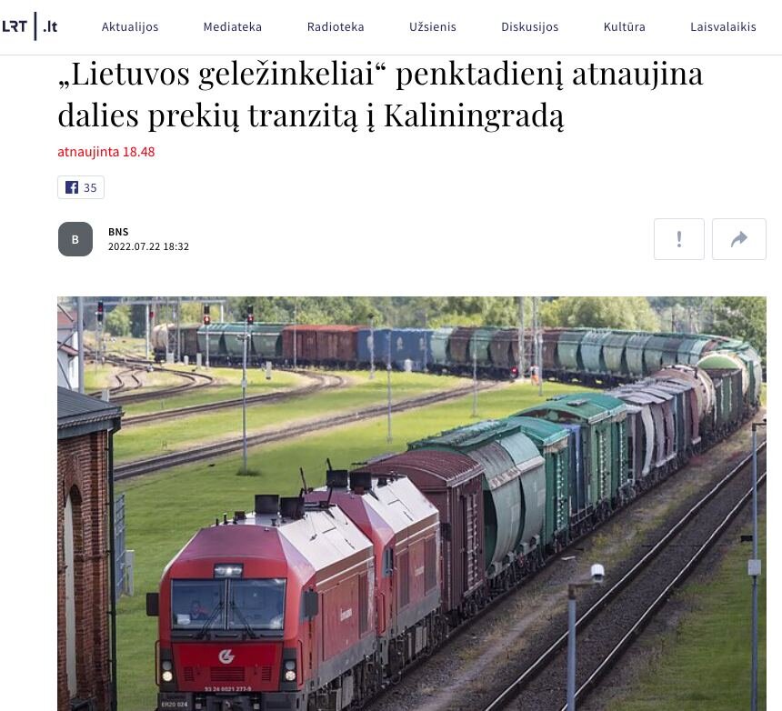 По словам главы Литовской железной дороги Мантаса Дубаускаса, компания получила от Еврокомиссии разъяснения по транзиту. О восстановлении перевозок по железной дороге уже уведомили клиентов. 
Напомним, Еврокомиссия уточнила, что разрешается транзит подсанкционных товаров по железной дороге, тогда как автомобильные перевозки остаются под запретом.
