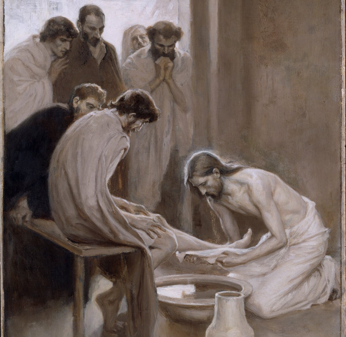 Альберт Эдельфельт. "Иисус умывает ноги своим ученикам", 1898 г.
