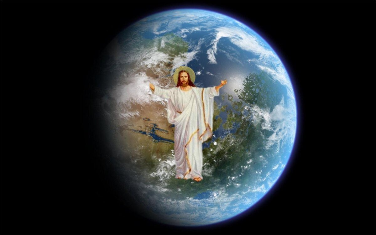 Изображение Христа с Землей взято из доступных источников интернета.