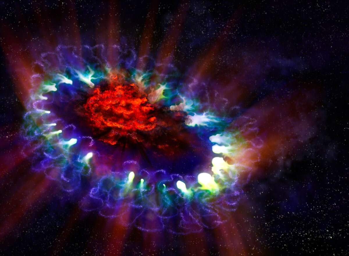 Художественное представление взрыва сверхновой SN 1987A. Фото: A. Angelich
