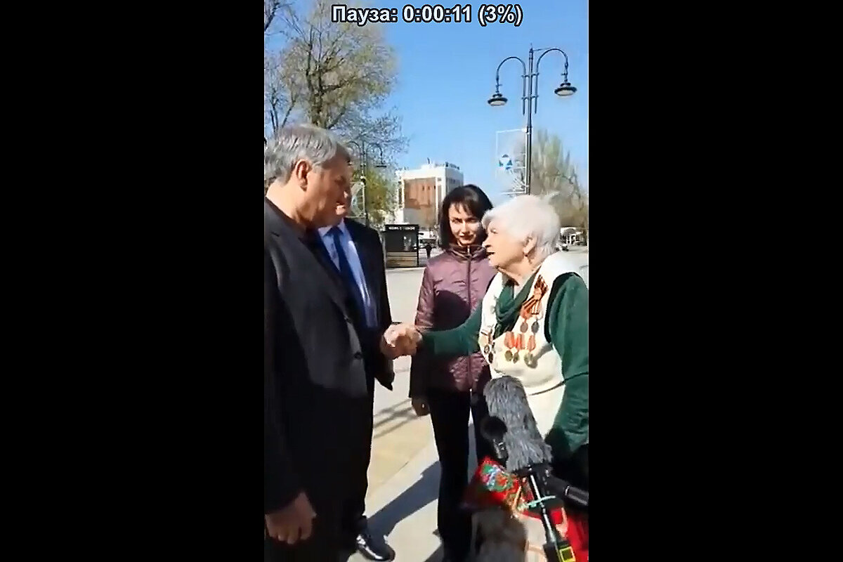 Скрин с видео Ютюба о встречи Председателя Государственной Думы Володина В.В. с жительницей г. Саратова