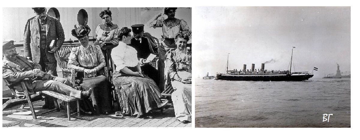 Пароход "Августа Виктория " и  пассажиры в первом круизном туре 1891 г.