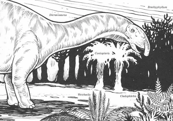 Дикреозаавр с гипотетическим хоботом.