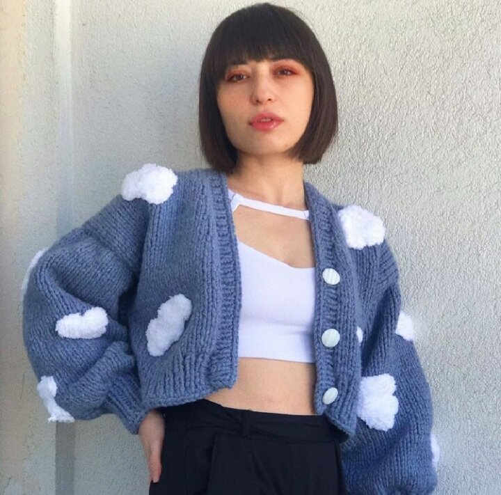 Для "облачковых" моделей вяжут короткие карди