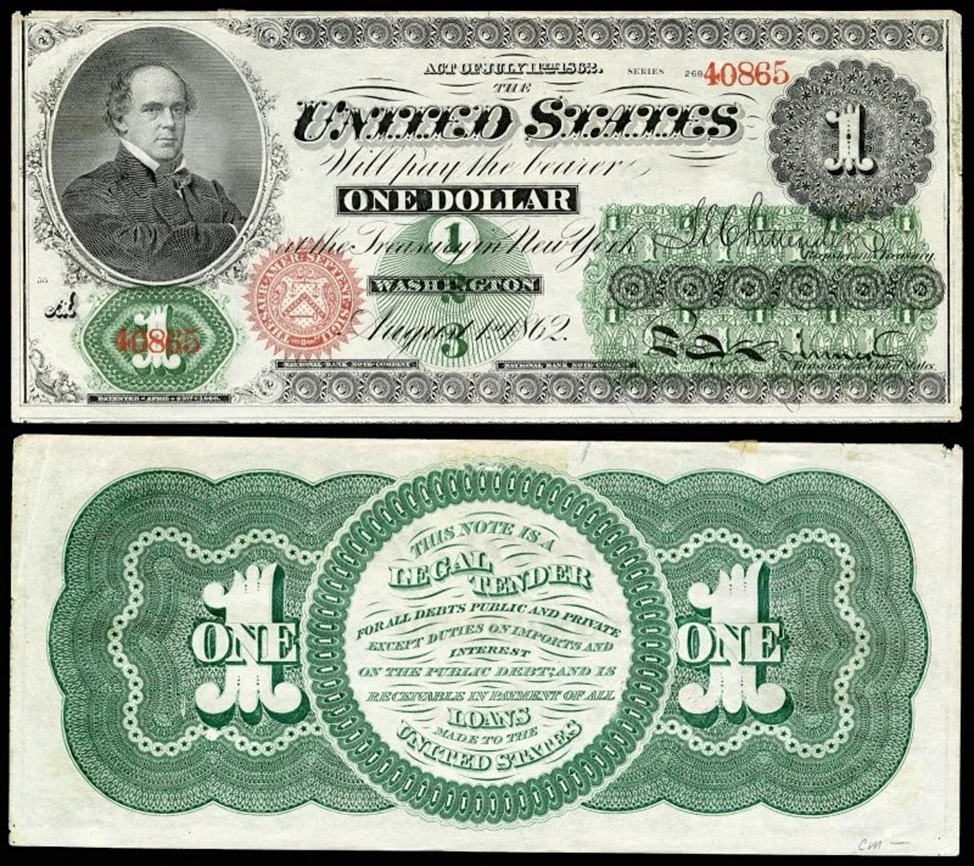 Greenback (1860s money). Один доллар США (банкнота) банкноты США. Доллар США 1861. Гринбеки в США это.