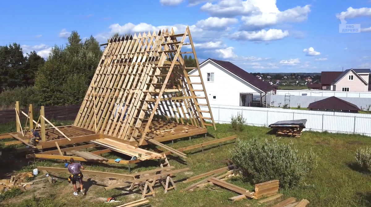 Сборка каркаса A-frame (дом-шалаш)