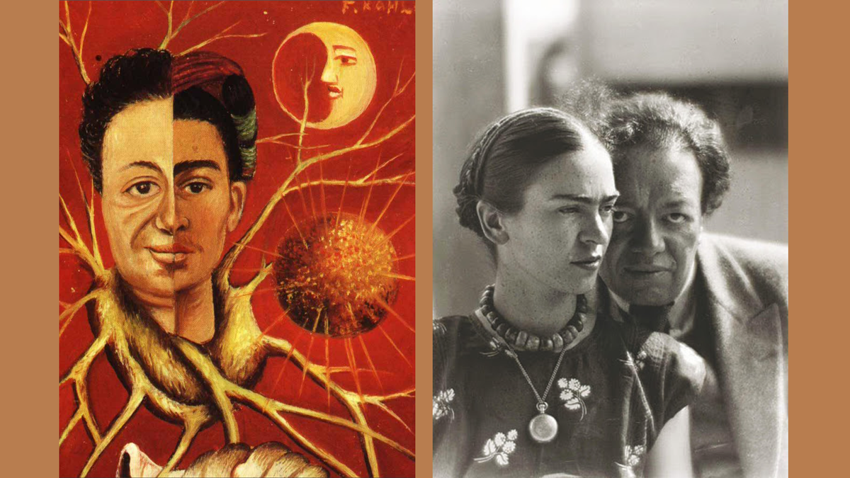 Фрида Кало. Диего и я (фрагмент). 1944. Мазонит, масло. Частное собрание