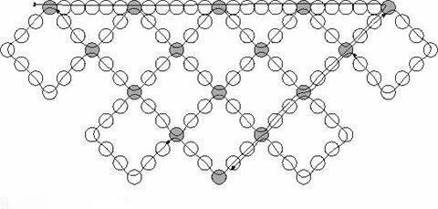Цветная схема косынки из бисера 