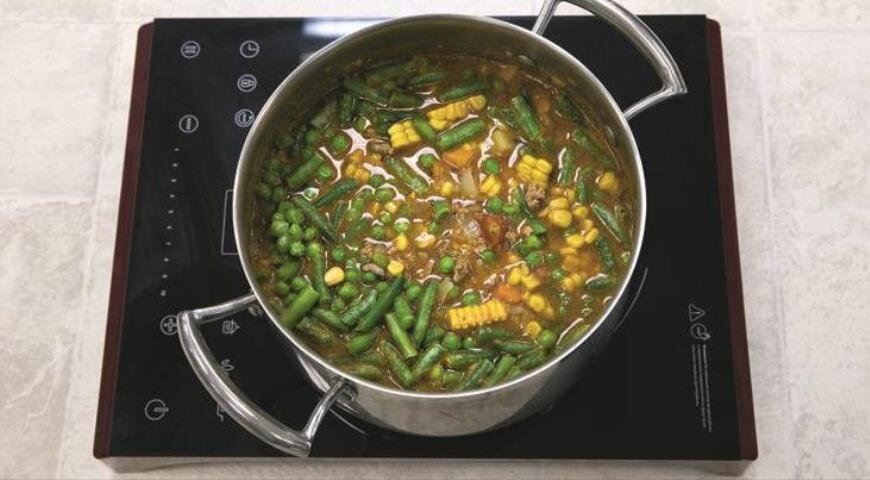Быстрый овощной суп с фаршем