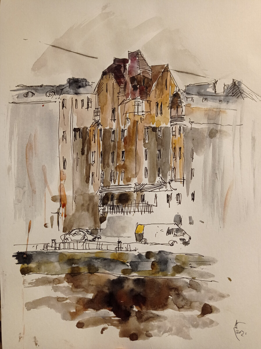 Скетч одного из любимых объектов - дом Капустина