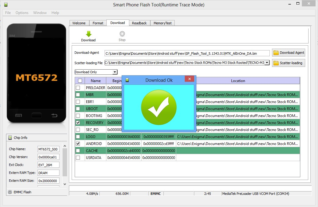 Интерфейс SP Flash Tool