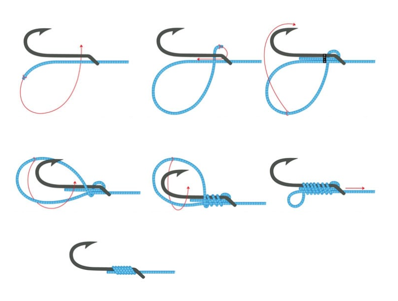 Как правильно привязать рыболовный крючок. Узел Паломар для крючка рыболовного к леске с ушком. Узел Паломар для флюрокарбона. Рыболовные узлы для крючков и поводков леска с леской. Паломар узел поводок.