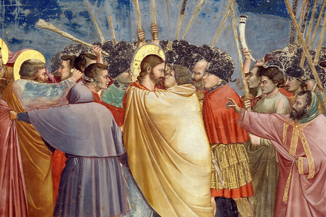 Джотто ди Бондоне «Поцелуй Иуды», фрагмент. 1503 год