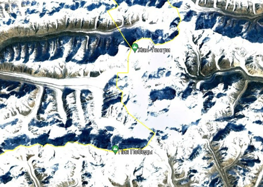 Границы трех государств на снимке Google Earth