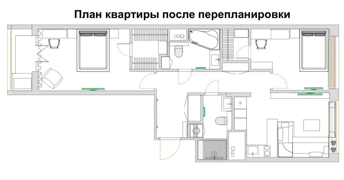 Площадь квартиры 74 КВ.м. для мамы и дочки студентки. | Все про дизайн ...