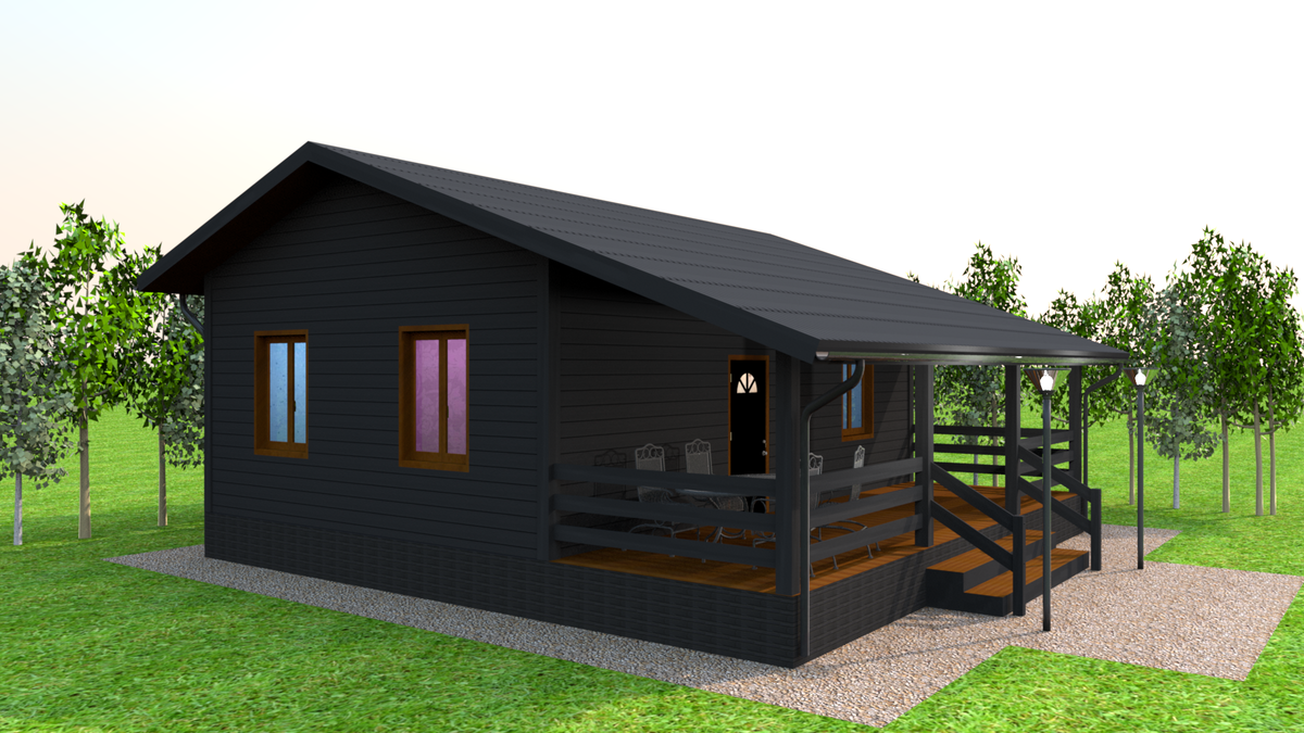 Проект Каркасного дома 6х9м с верандой