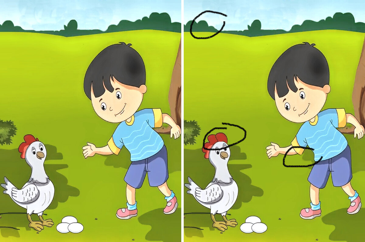 Разминка ??внимательности. Рассмотрите????>? всего 3 отличия на рисунке ...