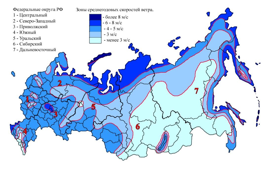 Карта ветроресурсов россии