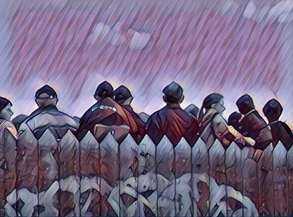 Очередь за забором