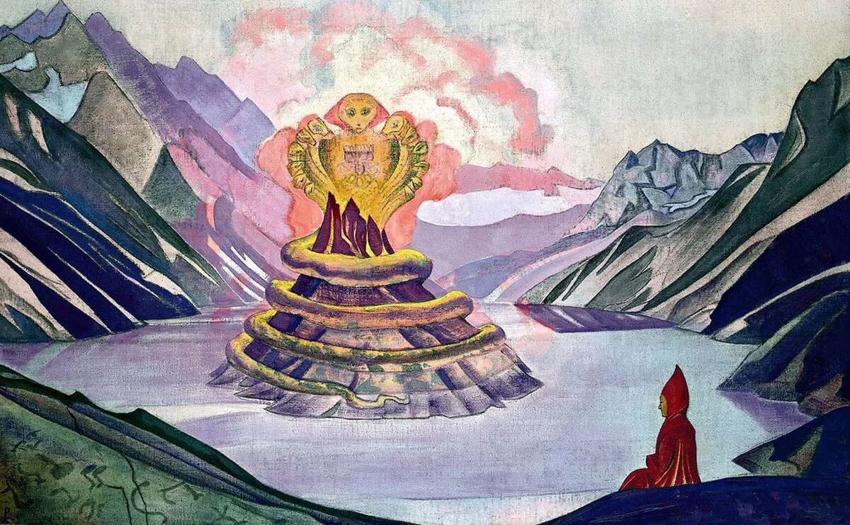 Николай Рерих  "Нагарджуна - победитель Змея" (1925 г.)