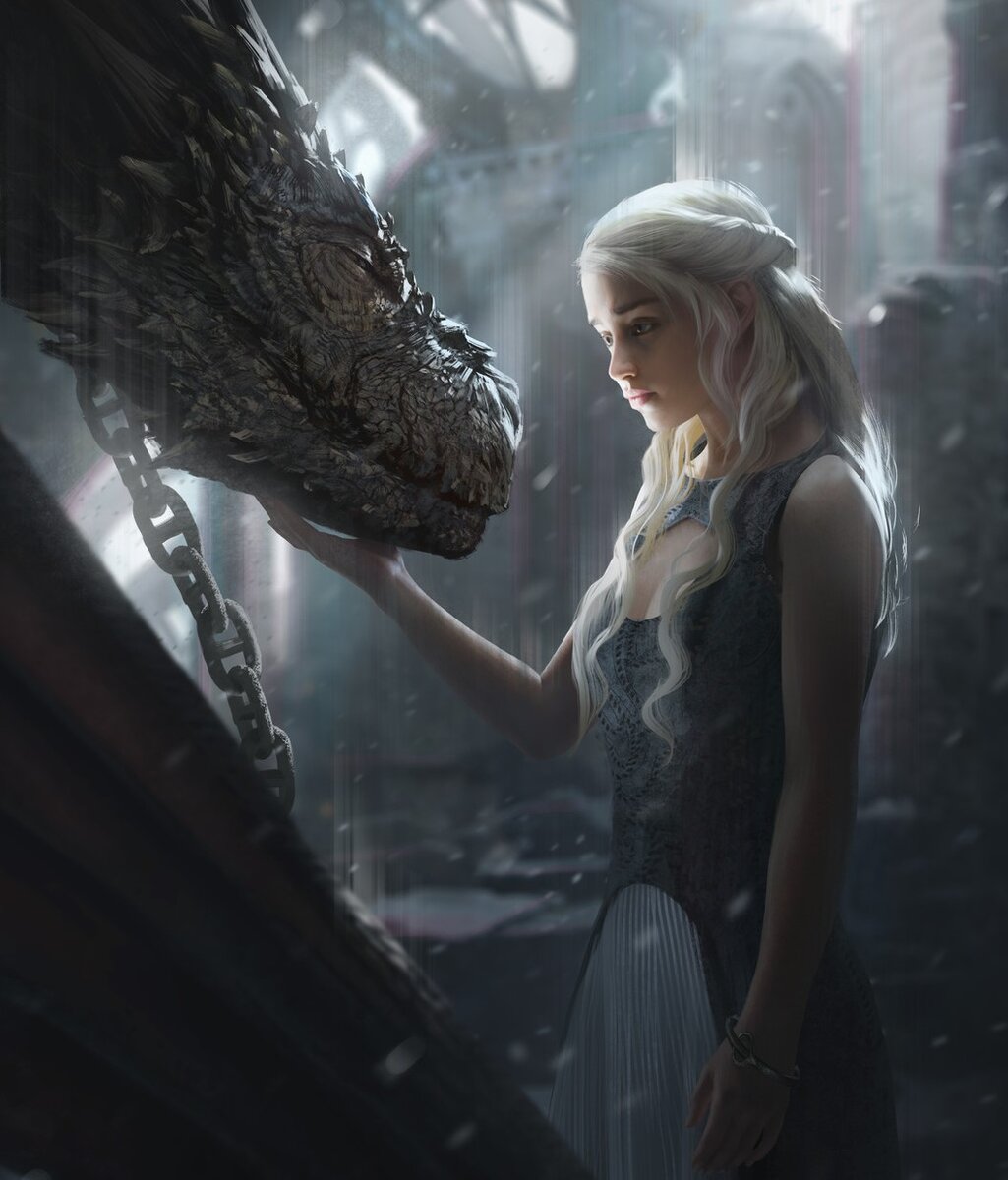 Дейнерис и Дрогон (арт G-host Lee, www.artstation.com).