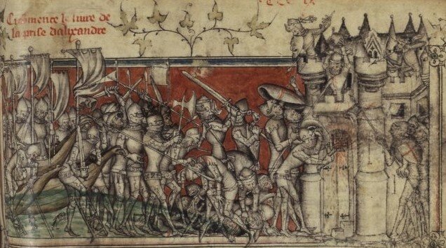 Осада Александрии крестоносцами Петра I Кипрского (Реймский манускрипт (1372 - 1377).