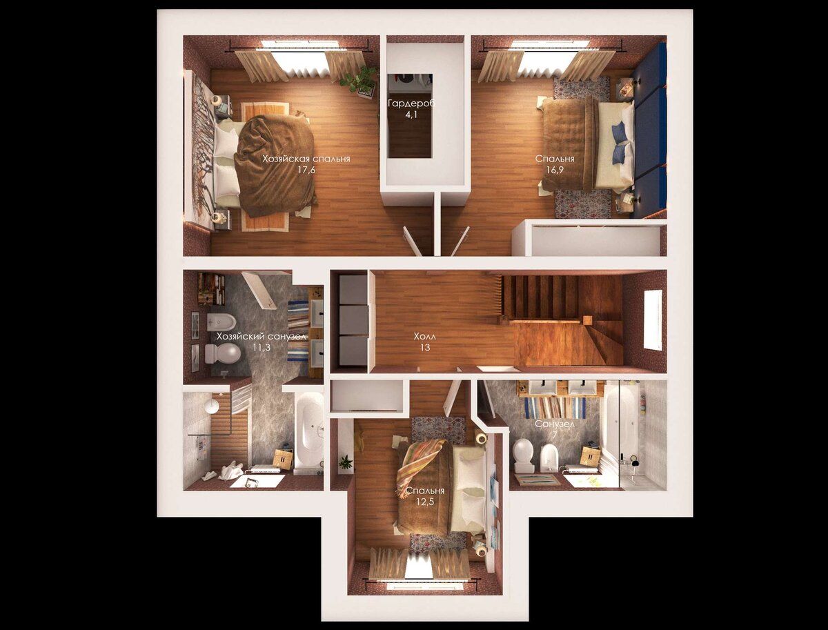 План с расстановкой мебели, 2 этаж