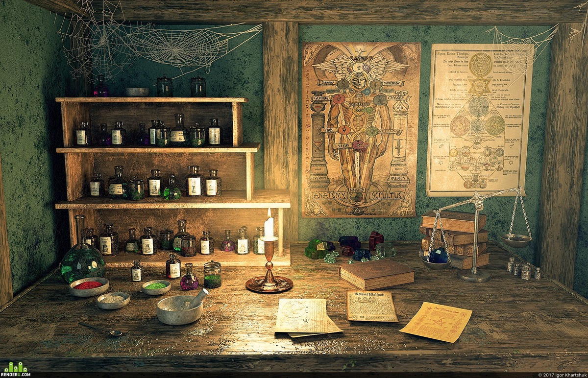 Воссозданная древняя алхимическая лаборатория