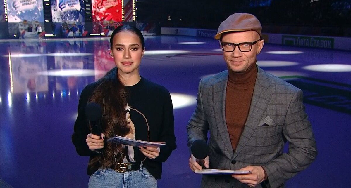 Кадр из трансляции Первого канала Чемпионата России по прыжкам в ФК  из Питера