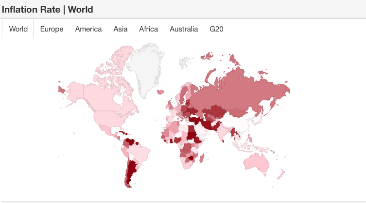Карта инфляции в современном мире