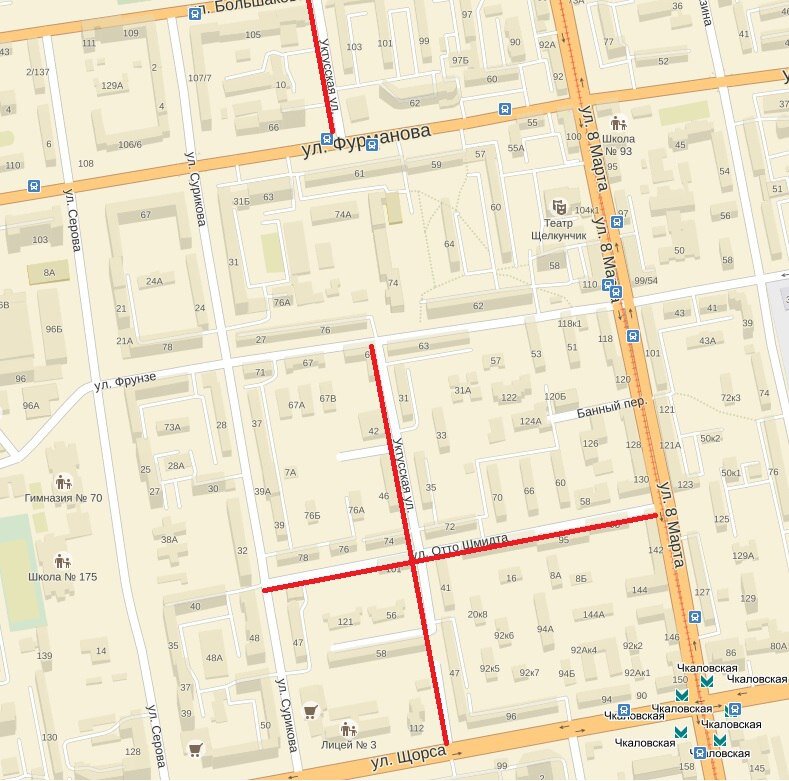 Отто Шмидта - Уктусская (Екатеринбург) © Яндекс