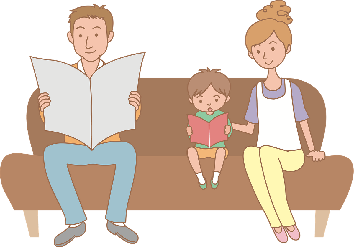 Мама папа сын читать. Ребенок с родителями рисунок. Родители и дети иллюстрация. Семья рисунок. Семья на диване рисунок.