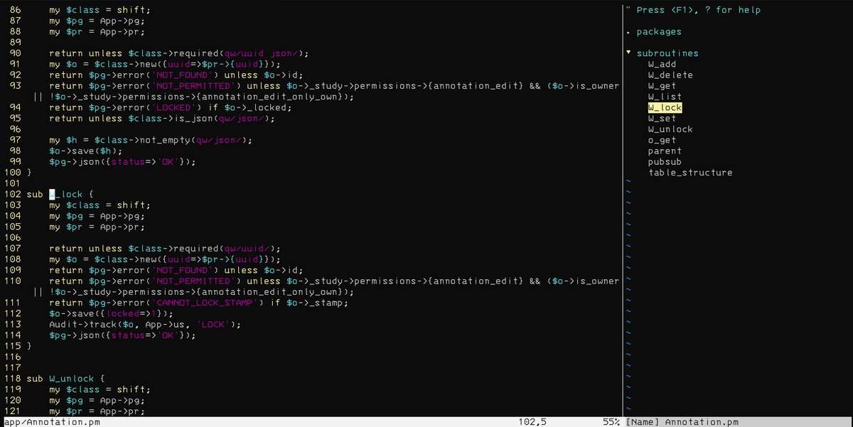 Tagbar в действии
