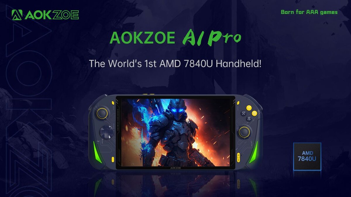 Представлена портативная игровая консоль AOKZOE A1 Pro на APU AMD Ryzen 7  7840U | OVERCLOCKERS.RU | Дзен